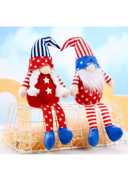 Silhouette 2 Adet Amerikan Bağımsızlık Günü Sivri Şapka Uzun Bacaklar Pentagram Cüce Peluş Bebek Gnome Dekorasyon Çocuk Oyuncak (Yurt Dışından) indirimleri