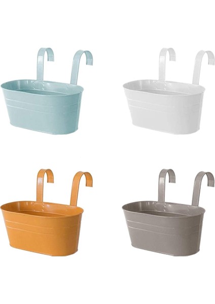 Silhouette Bitkiler Için Asılı Saksı, 4 Paket Asılı Çiçek Saksıları, Güverte Korkuluğu Çit Için Kova Kupası Balkon Bahçe Veranda Ev (Yurt Dışından)