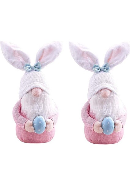 Silhouette 2pc Peluş Paskalya Cüceleri ve Paskalya Yumurtaları-Kapalı Bahar Dekorasyonu-Tavşan Kulakları (Yurt Dışından)