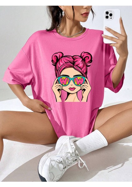 Womens Baskılı Kadın Oversize Füme Salas T-Shirt Boyfriend fiyatları