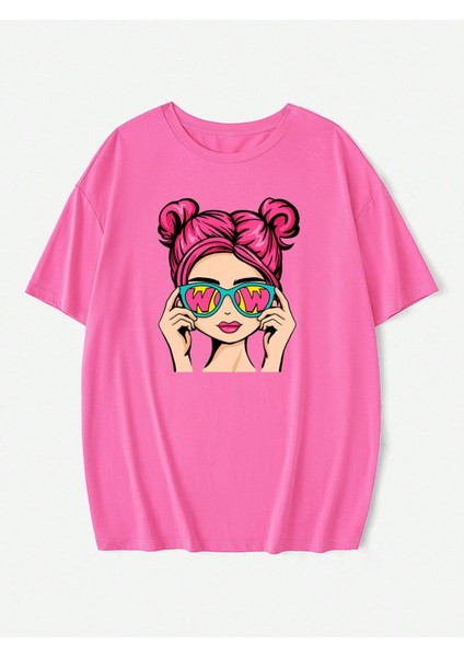 Womens Baskılı Kadın Oversize Füme Salas T-Shirt Boyfriend indirimleri