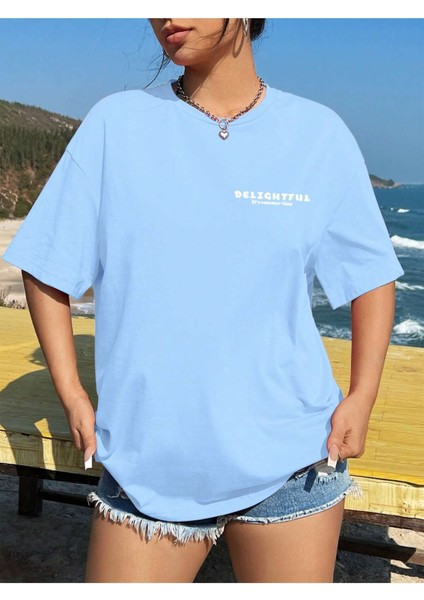 Kadın Peace And Love Baskılı Oversize T-Shirt modelleri