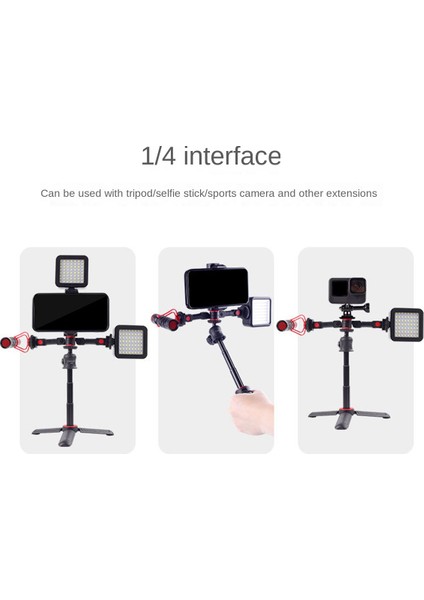 Dönebilen Soğuk Ayakkabı Montaj Adaptörü Telefon Klipsi ile Çift Soğuk Ayakkabı Uzatma Çubuğu Braketi Kameralı Telefon LED Işık (Yurt Dışından) fırsatları