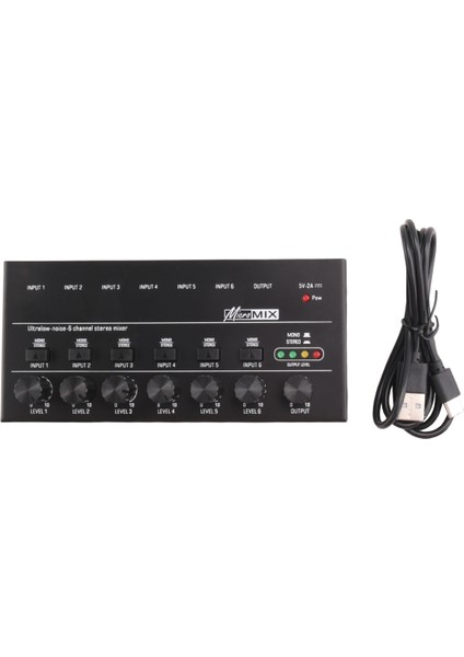 Kanal Ses Mikseri Mini Stereo Mikser Profesyonel Ses Mikseri 6.35MM Düşük Gürültülü USB Mikseri Kayıt Stüdyosu Için, Siyah (Yurt Dışından)