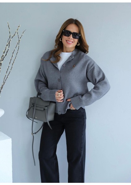 Gri Teddy Detay Hırka modelleri