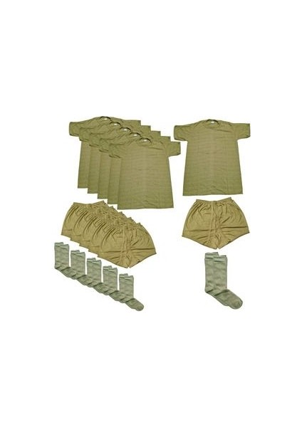 5'li Asker Iç Çamaşır Fanila Yarım Kollu Atlet Boxer Çorap Asker Çamaşırı