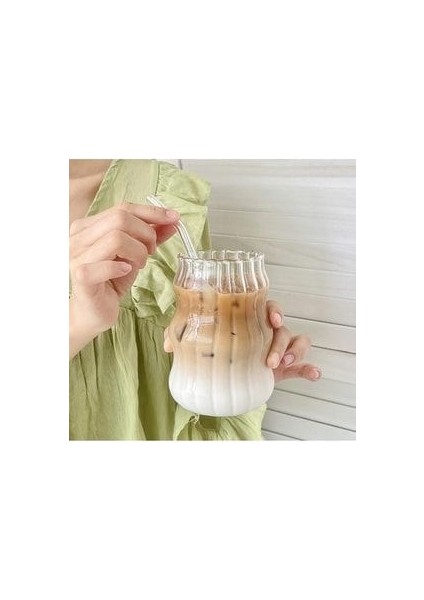 Isıya Dayanıklı Borosilikat Cam Katlı Uzun Burgu Şeklinde Bardak 1 Parça Kahve Sunumu İçin