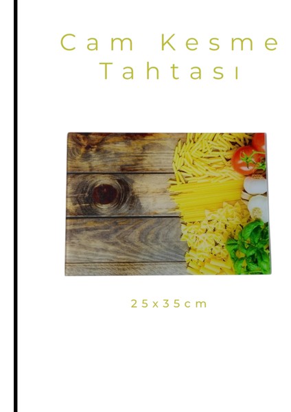 Cam Kesme Tahtası* Mutfak Tahtası Kare 25X35CM Makarna Görünümlü