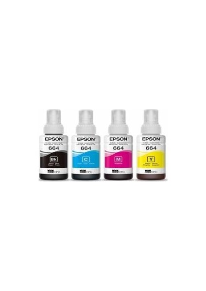 T664 Ecotank L220 4 Renk Mürekkep Seti Epson T664 054