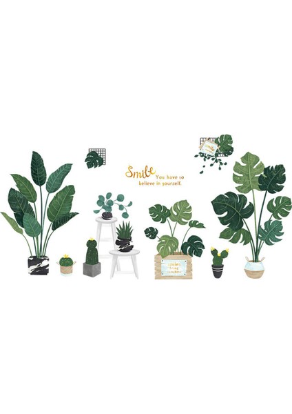 Silhouette Duvar Çıkartmaları Duvar Çıkartmaları Yeşil Tropikal Bitki Duvar Resimleri Duvar Çıkartmaları Yapraklar Kendinden Yapışkanlı Duvar Dekorasyonu (Yurt Dışından)