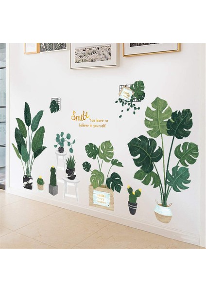 Silhouette Duvar Çıkartmaları Duvar Çıkartmaları Yeşil Tropikal Bitki Duvar Resimleri Duvar Çıkartmaları Yapraklar Kendinden Yapışkanlı Duvar Dekorasyonu (Yurt Dışından) fırsatları