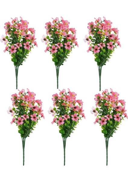 Silhouette 6 Paketler Uv Dalı Sahte Bitkiler Açık Sahte Plastik Çiçekler Bahçe Pencere Kutusu Sundurma Ev Pembe (Yurt Dışından)