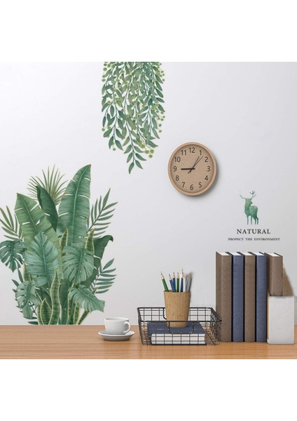 Silhouette Dıy Duvar Sticker, Yeşil Bitki Yaprakları Kaplumbağa Yaprağı Duvar Sticker Oturma Odası Koridor Buzdolabı Için Duvar Dekorasyonu (Yurt Dışından) fiyatları