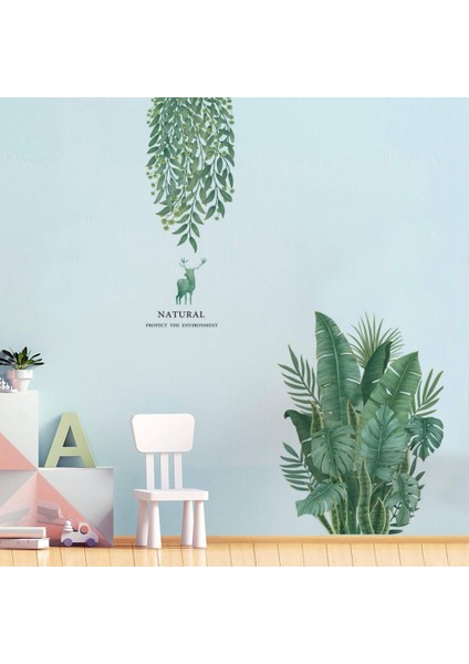 Silhouette Dıy Duvar Sticker, Yeşil Bitki Yaprakları Kaplumbağa Yaprağı Duvar Sticker Oturma Odası Koridor Buzdolabı Için Duvar Dekorasyonu (Yurt Dışından) indirimleri