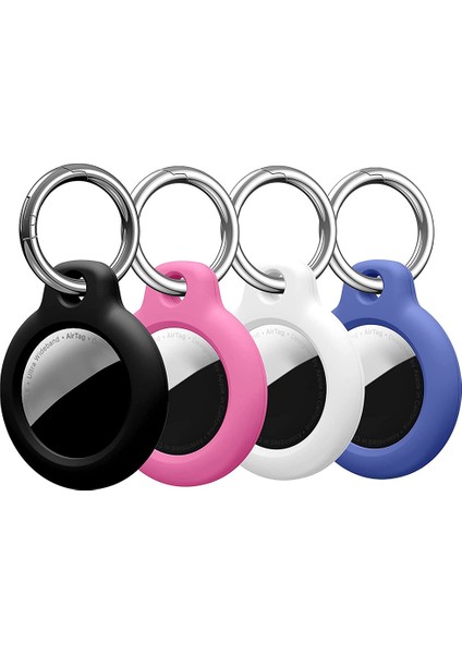 Silhouette Airtags Kılıfı Için Koruyucu Kapak Aksesuarı ile Uyumlu 4'lü Paket Silikon Kılıf, Hava Etiketi Anahtarlık (Yurt Dışından)