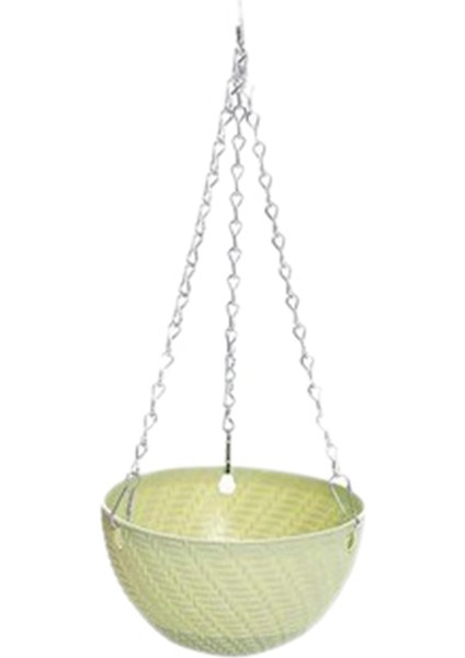 Silhouette Yuvarlak Plastik Asılı Sepet Saksı 16X10 cm Bahçe Tesisi Zincir Ekici Dekorasyon Asılı Saksılar (Yeşil) (Yurt Dışından)