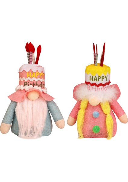 Silhouette 2'li Gnome Yüzsüz Bebek Paketi - Doğum Günün Kutlu Olsun - Dekoratif Bebek - Isveç Tomte - Iskandinav - Doğum Günü Si (Yurt Dışından)