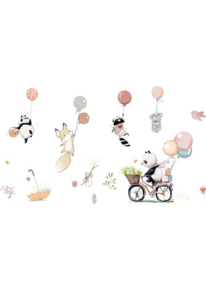 Silhouette Karikatür Balon Hayvanlar Duvar Çıkartmaları Çocuklar Için Çocuk Odaları Duvar Dekor Çıkarılabilir Çıkartmaları Kreş Ev Dekor Sanat Resimleri (Yurt Dışından)