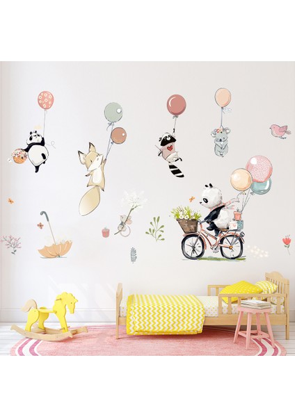 Silhouette Karikatür Balon Hayvanlar Duvar Çıkartmaları Çocuklar Için Çocuk Odaları Duvar Dekor Çıkarılabilir Çıkartmaları Kreş Ev Dekor Sanat Resimleri (Yurt Dışından) modelleri