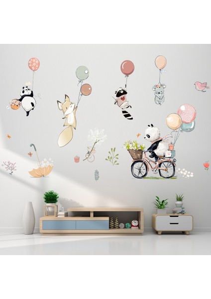 Silhouette Karikatür Balon Hayvanlar Duvar Çıkartmaları Çocuklar Için Çocuk Odaları Duvar Dekor Çıkarılabilir Çıkartmaları Kreş Ev Dekor Sanat Resimleri (Yurt Dışından) fırsatları