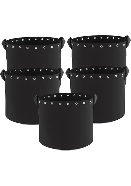 Silhouette Galonluk Bitki Yetiştirme Torbaları 5'li Delikli Paketler, Kulplu Dokumasız Havalandırma Kumaş Saksılar - Güçlendirilmiş Ağırlık Kapasitesi (Yurt Dışından)