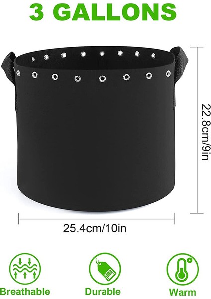 Silhouette Galonluk Bitki Yetiştirme Torbaları 5'li Delikli Paketler, Kulplu Dokumasız Havalandırma Kumaş Saksılar - Güçlendirilmiş Ağırlık Kapasitesi (Yurt Dışından) modelleri