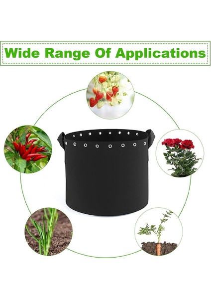 Silhouette Galonluk Bitki Yetiştirme Torbaları 5'li Delikli Paketler, Kulplu Dokumasız Havalandırma Kumaş Saksılar - Güçlendirilmiş Ağırlık Kapasitesi (Yurt Dışından) fırsatları