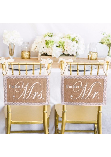 Silhouette Bay ve Bayan Düğün Sandalye Işareti Rustik Çuval Bezi Dantel Sandalye Banner Seti Düğün Parti Malzemeleri Için Dıy Sandalye Dekorasyon (Yurt Dışından) indirimleri