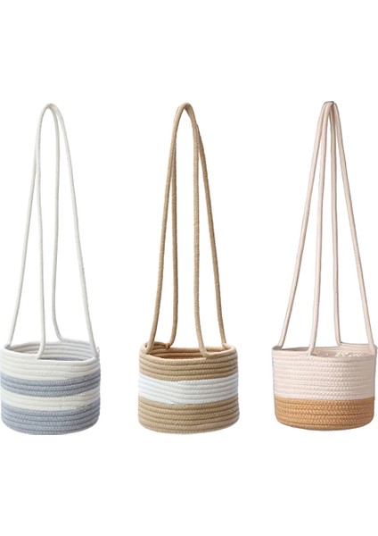 Silhouette 3 Paket Asılı Ekici Dokuma Bitki Sepeti Kapalı 7 Inç Saksı Makrome Bitki Askıları Depolama Organizatör Dekor (Yurt Dışından)