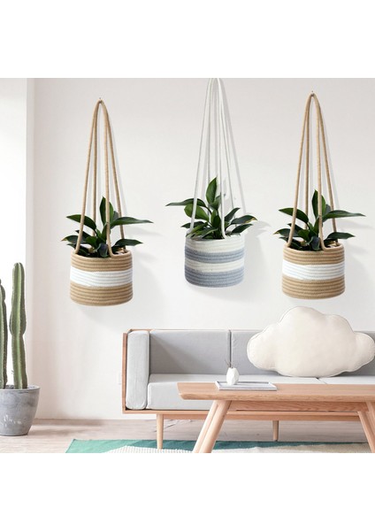 Silhouette 3 Paket Asılı Ekici Dokuma Bitki Sepeti Kapalı 7 Inç Saksı Makrome Bitki Askıları Depolama Organizatör Dekor (Yurt Dışından) modelleri