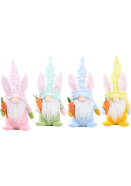Silhouette 4 Adet Paskalya Tavşanı Havuç Gnome Dekorasyon Bebek Peluş Cüce Ev Partisi Süslemeleri Paskalya Dekor (Yurt Dışından)