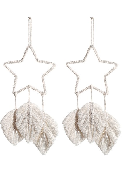 Silhouette 2 Adet Makrome Duvar Asılı Tüy Boho Chic El Yapımı Dokuma Yaprak Püsküller Dekorasyon Daire Duvar Dekor Sanat (Yurt Dışından)