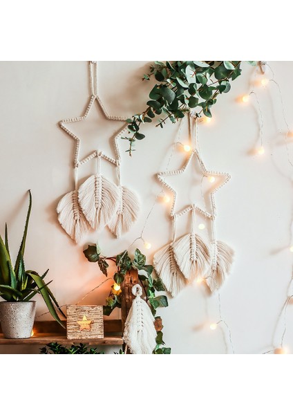 Silhouette 2 Adet Makrome Duvar Asılı Tüy Boho Chic El Yapımı Dokuma Yaprak Püsküller Dekorasyon Daire Duvar Dekor Sanat (Yurt Dışından) modelleri
