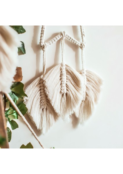 Silhouette 2 Adet Makrome Duvar Asılı Tüy Boho Chic El Yapımı Dokuma Yaprak Püsküller Dekorasyon Daire Duvar Dekor Sanat (Yurt Dışından) indirimleri