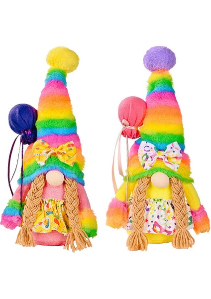 Silhouette Rainbow Gnome Yüzü Olmayan Bebek Seti - Doğum Günün Kutlu Olsun - Dekoratif Bebek - Isveç Tomte - Iskandinav - - Ev Dekorasyonu (Yurt Dışından)