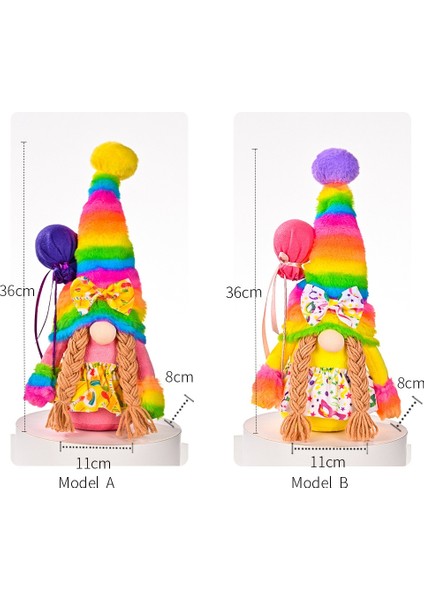 Silhouette Rainbow Gnome Yüzü Olmayan Bebek Seti - Doğum Günün Kutlu Olsun - Dekoratif Bebek - Isveç Tomte - Iskandinav - - Ev Dekorasyonu (Yurt Dışından)