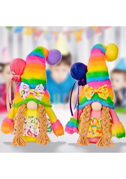 Silhouette Rainbow Gnome Yüzü Olmayan Bebek Seti - Doğum Günün Kutlu Olsun - Dekoratif Bebek - Isveç Tomte - Iskandinav - - Ev Dekorasyonu (Yurt Dışından)