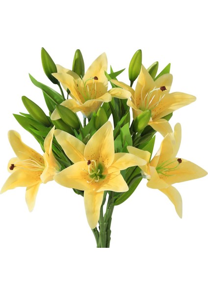 Silhouette Adet Yapay Zambak Çiçekleri Gerçek Iletişim Sahte Zambak Buketi Ev Düğün Çiçek Dekor Için Sarı (Yurt Dışından)