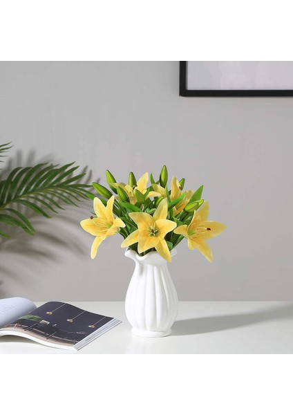 Silhouette Adet Yapay Zambak Çiçekleri Gerçek Iletişim Sahte Zambak Buketi Ev Düğün Çiçek Dekor Için Sarı (Yurt Dışından) fiyatları