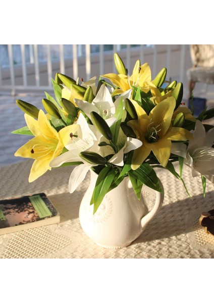 Silhouette Adet Yapay Zambak Çiçekleri Gerçek Iletişim Sahte Zambak Buketi Ev Düğün Çiçek Dekor Için Sarı (Yurt Dışından) indirimleri