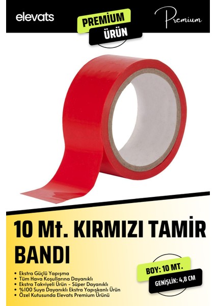 Premium 10 mt. Kırmızı Tamir Bandı 48 mm Tamir Bant