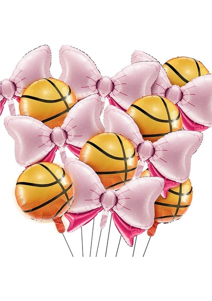 Silhouette Parti Dekorasyonu Için 6 Adet Fiyonk Balon, Pembe Balon, Pembe Balon ve 6 Adet Basketbol Balonu (Yurt Dışından)