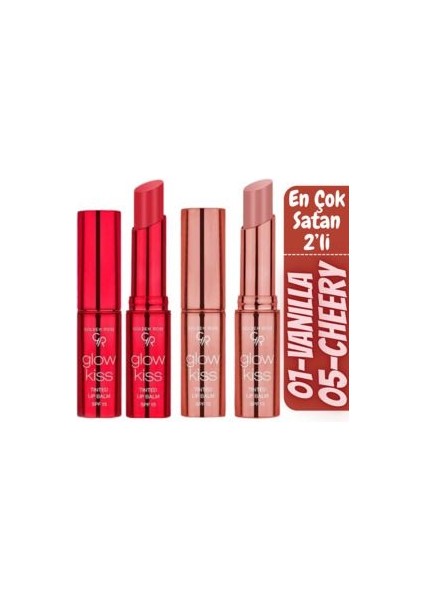 Glow Kiss Tinted Lip Balm No 1 Vanilla + No 5 Cherry Juice - Muhteşem Ikili Birlikte
