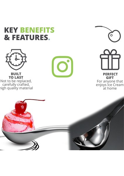 Silhouette Paslanmaz Çelik Dondurma Kaşığı - Zahmetsiz Porsiyonlama Için Rahat Sap - Katı Dondurma, Falafel Için Mükemmel (Yurt Dışından) indirimleri