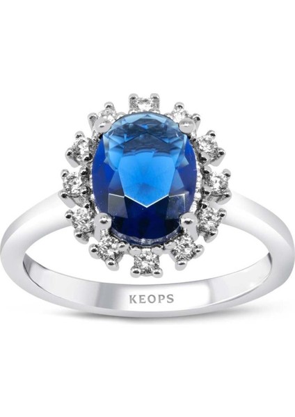 Çerçevesi Taşlı Oval Safir Yüzük fiyatları