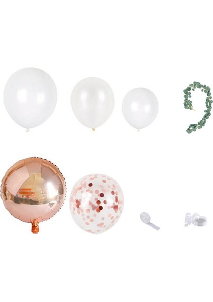 Silhouette Gül Altın Balon Çelenk Seti Beyaz Lateks Bebek Duş Düğün Parti Dekoru (Yurt Dışından)