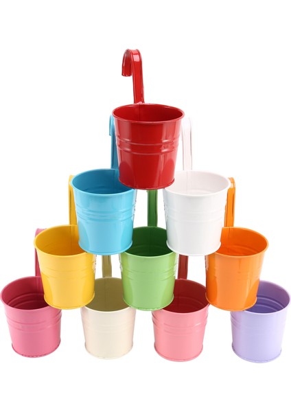 Silhouette Pencereler, Duvarlar, Çitler ve Balkonlar Için Çıkarılabilir Kancalı ve Drenaj Delikli 10'lu Metal Asılı Saksı Seti (Yurt Dışından)
