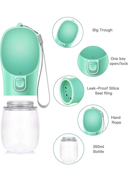 Silhouette Taşınabilir Köpek Şişe Su Sebili Yavru Yavru Kedi Besleyici Içme Suyu Şişesi Seyahat Açık Pet Kediler 350 ml Pembe (Yurt Dışından)