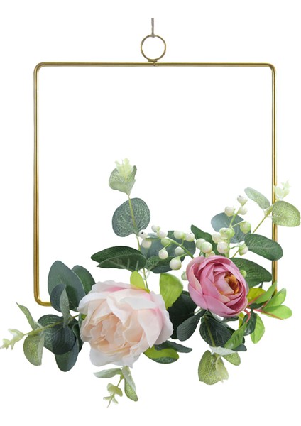 Silhouette Çiçek Çember Çelenk Garland Yapay Gül Çiçek Metal Halka Çember Çelenk Düğün Kreş Duvar Dekor Için, Kare (Yurt Dışından)