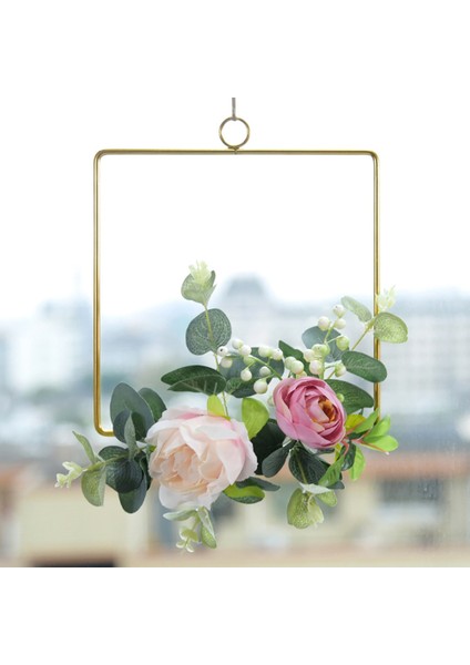 Silhouette Çiçek Çember Çelenk Garland Yapay Gül Çiçek Metal Halka Çember Çelenk Düğün Kreş Duvar Dekor Için, Kare (Yurt Dışından)